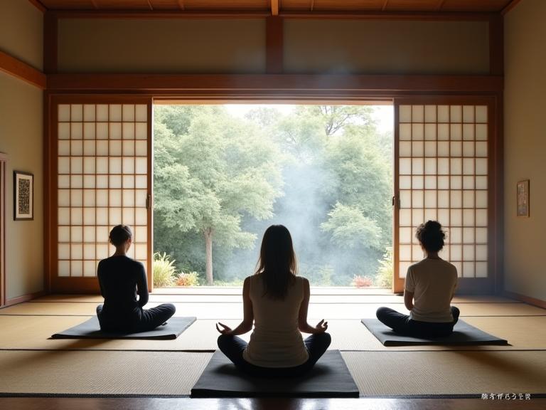 寺院での座禅体験